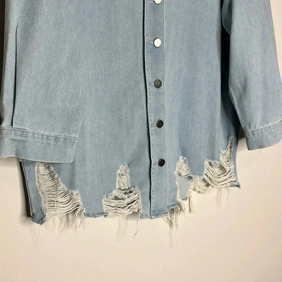 Never Fray Never Distressed Denim Shirt - Light Wash - Picture 9 of 12